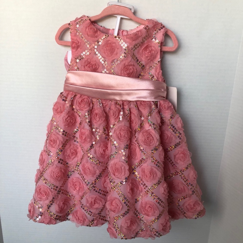 NWOT Rare Editions 2piece set toddler dress size 2T color pink or peach, flowers